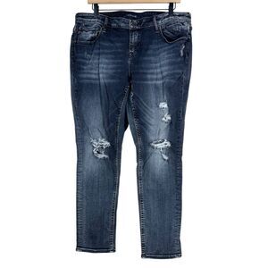 Vigoss The Thompson Tomboy Jeans Stretch Distressed Washed Black Plus Size 16